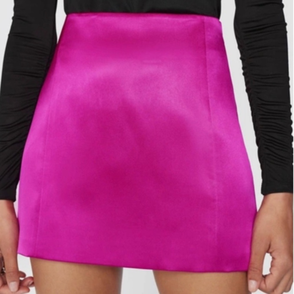 NWT Frame Satin Fuscha Pink Mini Skirt size 8